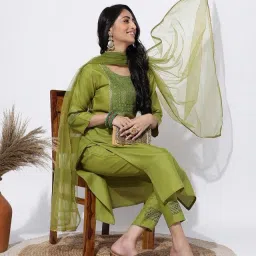 Embroidered Kurta, Salwar & Dupatta Set-image-56