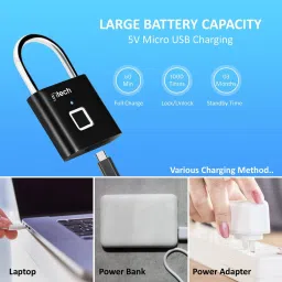 IFITech IFIPADLOCK-V2 Keyless Rechargeable Fingerprint Padlock Smart Door Lock Smart Door Lock image 2