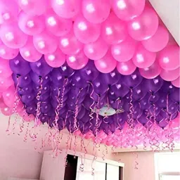 Solid Balloons (50 Purple,50 Pink) and 2 ribbon free for Birthday, Anniversary , Festival, Wedding, Engagements Celebration and Party Balloon Balloon-20
