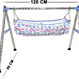 CR111 Blue Round Twisted Foldable Stainless Steel Baby Cradle with Hammock-12