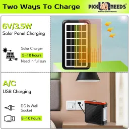 pick ur needs Solar Rechargeable Inverter With Bluetooth Speaker 3 LED Bulb USB Charge Support Torch image 3
