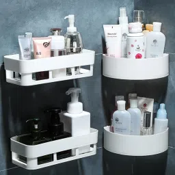 ABS Plastic Hanging Multipurpose Home Kitchen Bathroom Accessories Plastic Wall Shelf-image-44