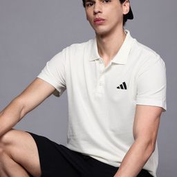 adidas Men Graphic Print Polo Neck Cotton Blend White T-Shirt-picture-26