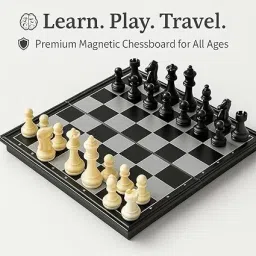 tophaven 10"x10" Magnetic Folding Chess Set: Ultra-Compact & Portable Game for On-the-Go 3 cm Chess Board image 4