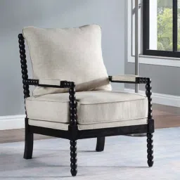 timberly Luxe Linen Fabric Lounge Chair in Off White Colour-picture-11