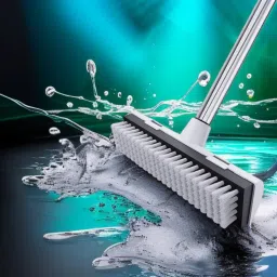 Bathroom Cleaning Brush with Wiper 2 in 1 WHITE BRUSH Microfibre, Plastic Wet and Dry Brush-picture-16