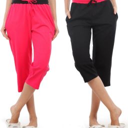 Women Pink, Black Capri-image-2