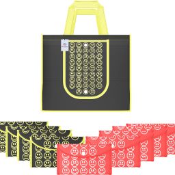 Pack of 10 Smile Foldable Grocery/Shopping Bags For Women | Black Yellow & Red Pack of 10 Grocery Bags-image-74