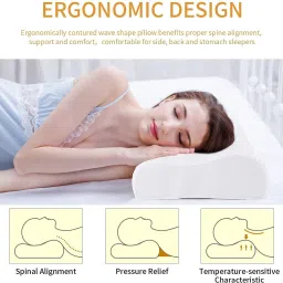 gk-jlpv Cervical Contour Memory Stomache / Side Sleepers / Anti-Snoring Memory Foam Geometric Orthopaedic Pillow Pack of 1 image 5