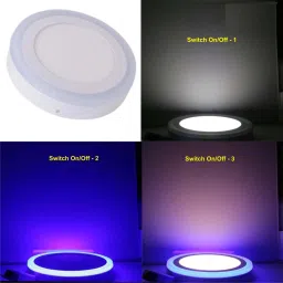hybrix LED Ceiling Surface Light 6 Watt [3+3 Watt] Down Light, Ceiling Surface Mounted Spotlight, Dual Color 3D Effect Super Bright Blue & White Combination, 4 Inch Diameter, No Need To Cut Ceiling (SINGLE UNIT) Surface Ceiling Light Ceiling Lamp image 5