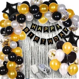 Solid Black Theme Birthday Decoration Items Set Kit Combo for WIfe, Husband, Kids Balloon-picture-25