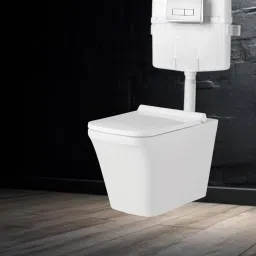 Wall Mounted P Trap Commode With Soft Seat Cover Cistern Flushing Concealed With Chrome Flush Plate - 10 L DT Western Commode-4