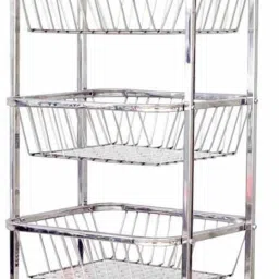 Fruit & Vegetable Trolley 3 Step Stainless Steel Kitchen Trolley-26
