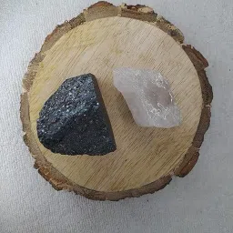 Hematite and Clear Quartz Combo with Bark Coaster for Healing Regular Round Quartz, Crystal Stone-image-88