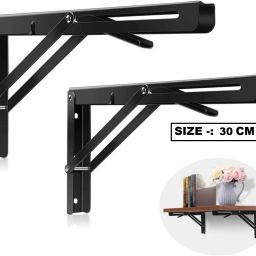 30 CM Folding Shelf Brackets-Heavy Duty Metal Collapsible Shelf Bracket 1 Pair 30 CM Shelf Bracket-27