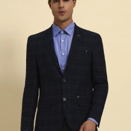 Men Checkered Single Breasted Formal Blazer-image-84