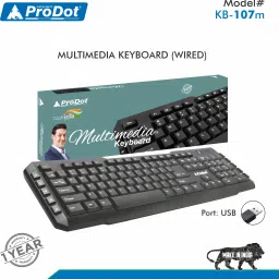 PRODOT QWERTY Keyboard with Low Profile Keys for Windows, Mac, PC, Laptop (KB-107m) Wired USB Standard Multi-device Keyboard Compatible with Desktop, Laptop, Mac stand support,multimedia_keys,KB-107m image 2