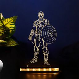 Captain America 3D Illusion Night lamp The Avengers Nightlight with Warm White Light and Wooden Base Birthday Gift Table Lamp-image-18