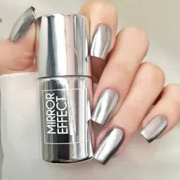 Magic Mirror Effect Chrome Nail Art Polish Silver Metallic Nail Polish Silver-image-88