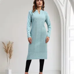 hemlock Women Self Design Wool Straight Kurta-picture-17