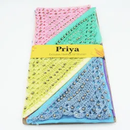 Epraiser Priya Virgin Pure Cotton (Size:28x28cm) (Pack of 6) Embroidered Abstract Iconic Designer Ladies Handkerchief / Hanky ["Multicolor"] Handkerchief-image-30