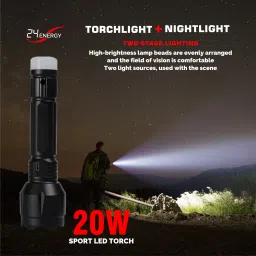 24 energy Long Range Lithium battery LED torch with backlight Rechargeable Torch image 3