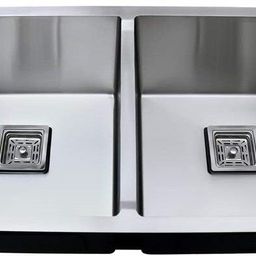 messina DOUBLE BOWL 45" X 20" X 10" HANDMADE KITCHEN SINK SOUND PROOF CHROME MATT FINISH Vessel Sink-picture-29
