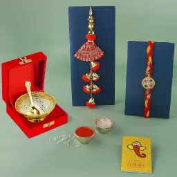 Bhaiya Bhabhi DFBS137-RAKHI133 Assorted Greeting Card, Showpiece, Chawal Roli Pack, Rakhi Set-13