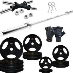 60 kg Professional Combo 10-WB with Metal Integrated Rubber Plates Home Gym Combo-17