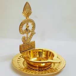 OM VEL DIYA / VILLAKKU WITH PLATE ( WEIGHT 100 GMS ) ú use Brass Table Diya-image-43