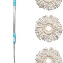 Eco Spin Mop-Rod Stick, Mop Head And 3 Refill - Wet & Dry 360 Mops Pocha Mop Rod-image-20