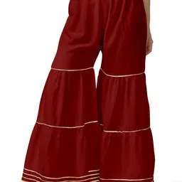 mehrang Women Flared Maroon Pure Cotton Trousers-picture-39