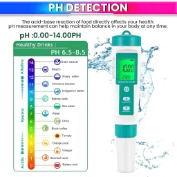 amicisense Digital Water Quality Tester, 7 in 1 TDS Meter with EC/PH/Temperature/S.G/ORP Digital TDS Meter image 3