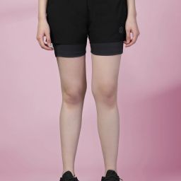Solid Women Black Running Shorts-image-45