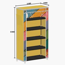 zofiy 5 Layer Colorful Wood Print PP Collapsible Wardrobe image 3