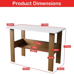 forktail Engineered Wood Computer Desk with One Tier Shelves Laptop Study Engineered Wood Computer Desk image 4