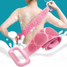 Silicone Body Back Scrubber, Double Side Bathing Brush for Skin Deep Cleaning Massage, Dead Skin Removal Exfoliating Belt for Shower, Easy to Clean, for Men & Women-24