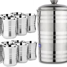 Combo Set of 12 Glass & Jug for Dining Table (1.5 Liter Jug, 350 ml Glasses) Jug Glass Set-15