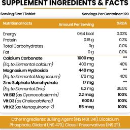 vlado's himalayan organics Calcium Magnesium Zinc Vitamin D3 & B12 image 2