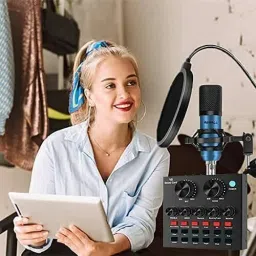 adiohub V8 Sound Card, Sound Effects Board for Podcast Equipment Bundle, Sound Board for Streaming with Voice Changer Podcast Kit, Live Sound Card for Microphone Dj Streaming Mixer with Audio Interface Powered Sound Mixer image 2