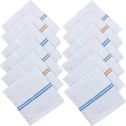 Mens Mart Cotton Handkerchiefs, Hanky For Men, Pocket Size, Pure Cotton ["White With Elegant Colored Stripes"] Handkerchief-image-52