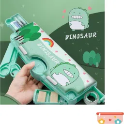 pen and pencil storage dinosaur stationery case Dinosaur, Rainbow, Hearts Art Plastic Pencil Box-image-26