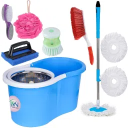Easy Magic Spin Floor Mop 360 Degree Bucket Mop with Steel Spinner 3 Refill Mop Combo Cleaning Brush, Cleaning Wipe, Mop Refill, Mop, Bucket, Mop Set-picture-14