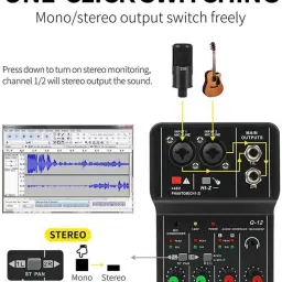 dawnrays Mini Audio Mixer V8 2 Channel With 48V Phantom Power Sound Effects Interface Digital Sound Mixer image 3