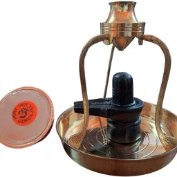 Black Marble Shivling | Pure Brass Puja Thali Set | Kalash Stand with Gangajal Decorative Showpiece - 12 cm-11