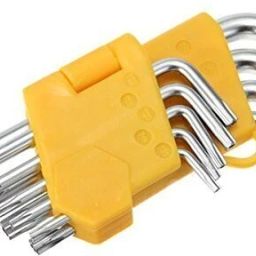 9 Pcs Silver Tone Metal Torx/Star Allen Key Set with Hole from T10-T50 Allen Key Set-image-40