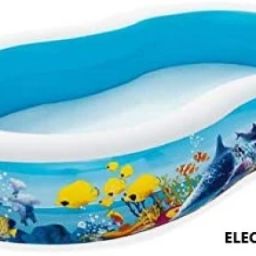 FOR YOURS FAMILY STARS LOVELY KIDS AND BABIES WITH ADULTS,PREMIUM (FISH*IVIREX USA*15) JUMBO PREMIUM 8.7 FEETS( 2.62m) LENGTH and 5.75 FEETS (1.57m) BREATH ,HEIGHT-46cm , SEA UNDER WATER BLUE FISHES PRING FULL FAMILY SIZE RECTANGULAR WATER BATH SWIMMING POOL FOR KIDS AND ADULTS WITH DRAIAGE VALVE AT BOTTOM . BEST SELLER ,PEOPLE CHOICE BIG SIZE 8.7 FEETS JUMBO FAMILY WATER SWIMMING POOL FOR ALL AGE GROUP FAMILY MEMBERS. Inflatable Swimming Pool WITH electric air pumpInflatable Swimming Pool, Inflatable Swimming Pool, Inflatable Toy Pump (Multicolor).BEST FOR ADUULTS WITH KIDS. Inflatable Swimming Pool-1