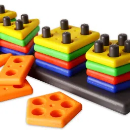 Geometric Shape Sorter Plastic , Stacking Toy With 5 Colors And Shapes For Kids-10