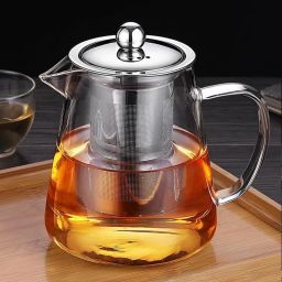 Glass Teapot with Stainless Steel Infuser & Lid | Heat-Resistant Kettle Tea Urn-image-7