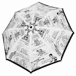 3 Fold Automatic White & Black Fashion Rain Umbrella-image-56